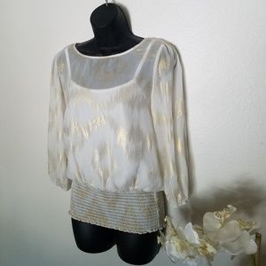 A byer white and gold blouse m